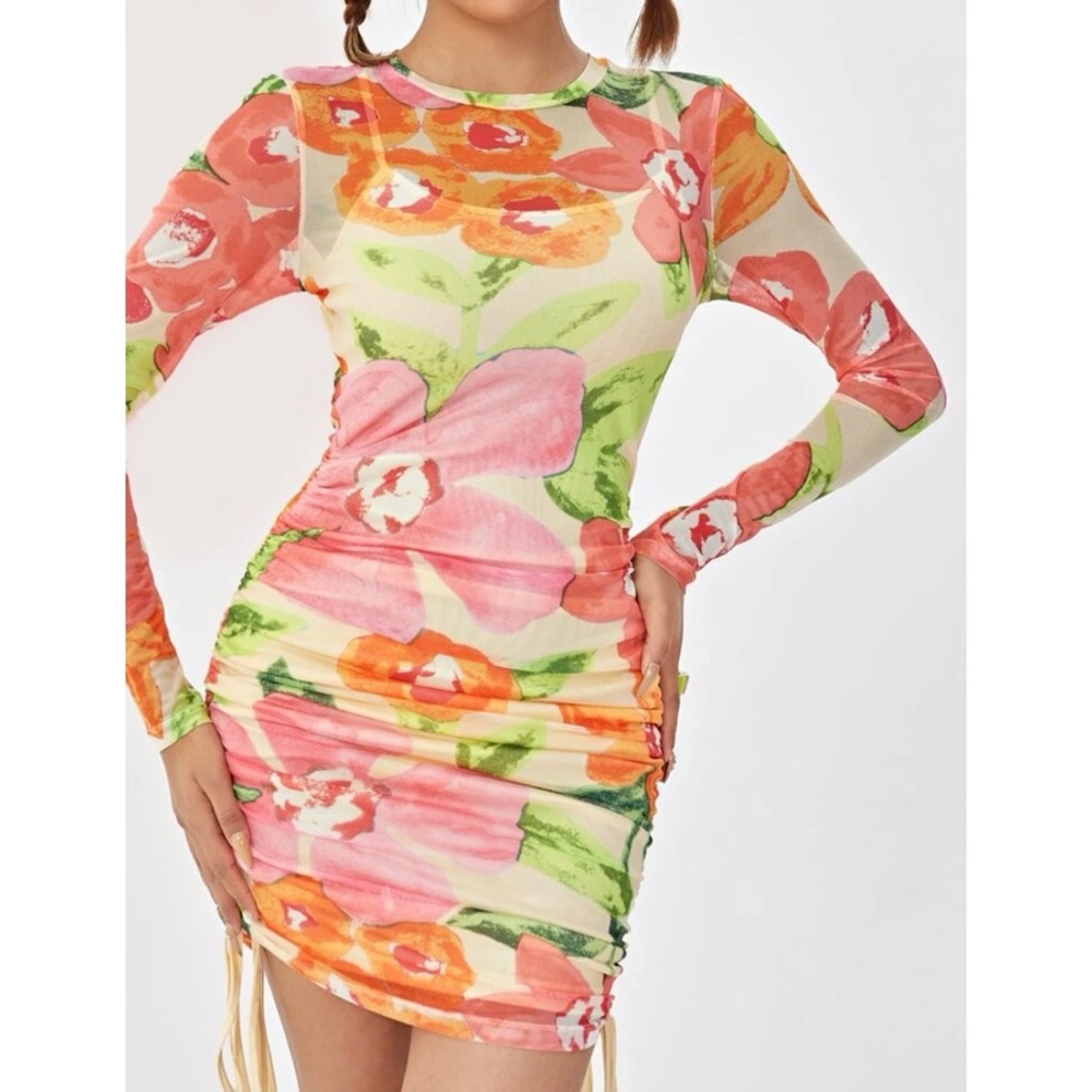 NIP Floral Sheer Twofer Dress